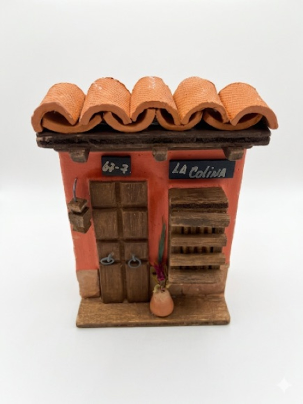 Handcrafted Orange Miniature Home Sculpture - La Colina